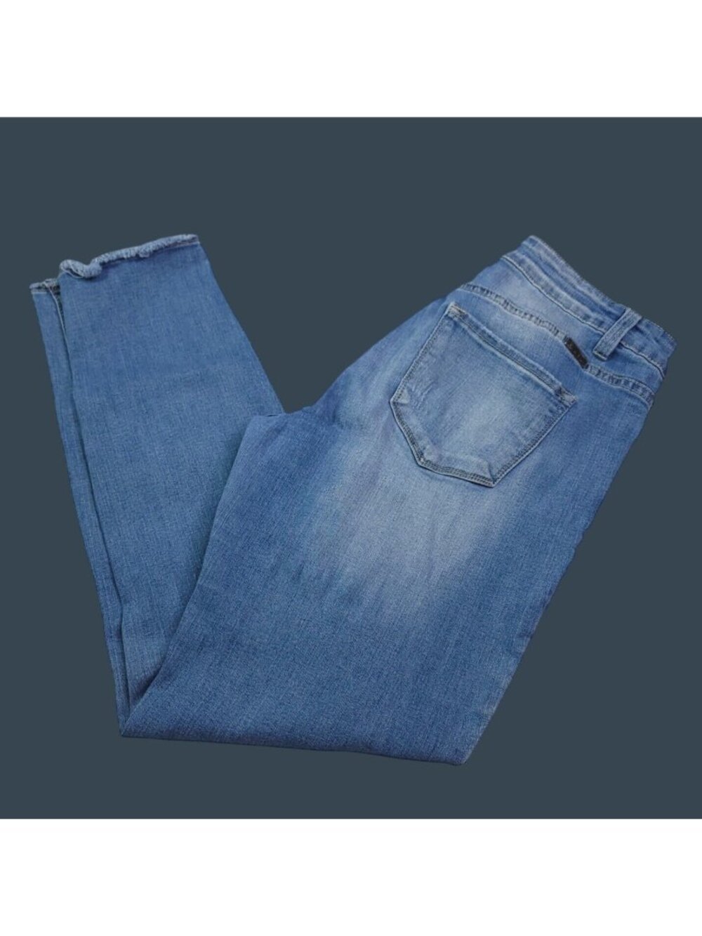 Kancan Distressed Skinny Jeans Women 9 Mid Rise Medium Wash Stretch Raw Hem